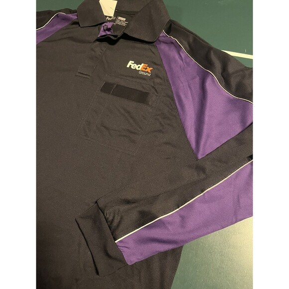 FedEx Employee Uniform Long Sleeve Reflective Polo Shirt XL GREAT CONDITION - Picture 5 of 8